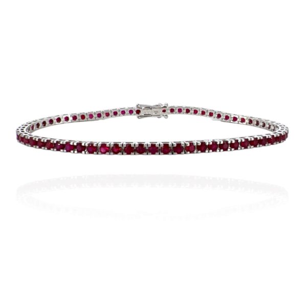 Bracciale tennis oro bianco e rubini naturali GEMME Art. BR322