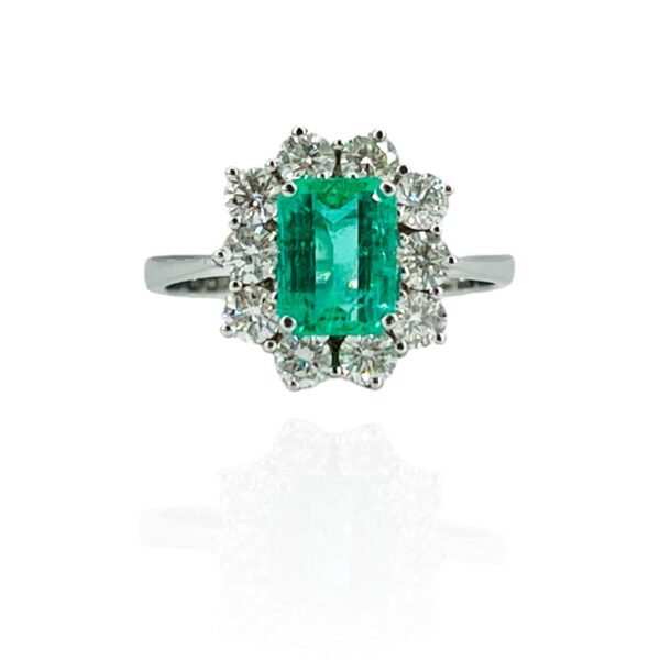 BON Art. AN578 Gold and Diamond Emerald Ring