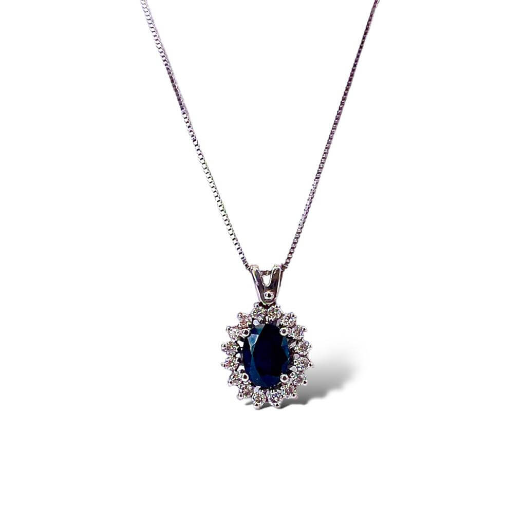 Girocollo zaffiro e diamanti oro bianco BON TON art. CD492-1