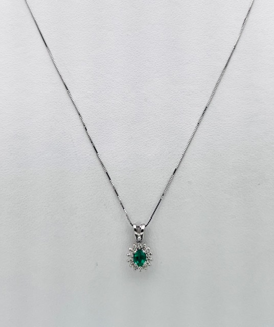 Emerald pendant white gold diamonds BON TON Art. CD909