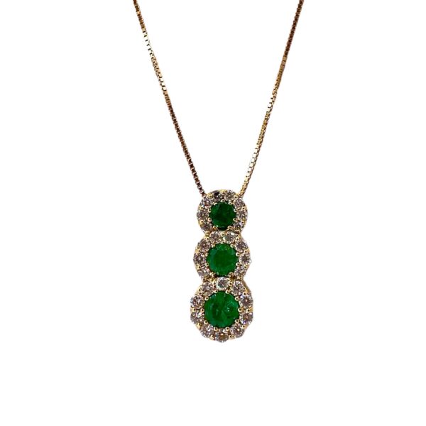 Trilogy pendant Emeralds diamonds and yellow gold BELLE EPOQUE art. CD1142
