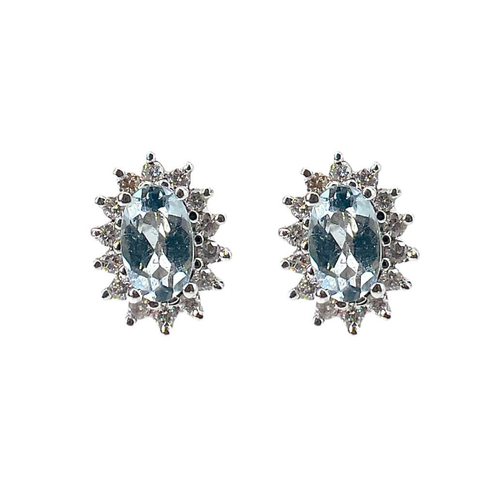 Orecchini acquamarina oro bianco e diamanti BON TON  ART. OR1544