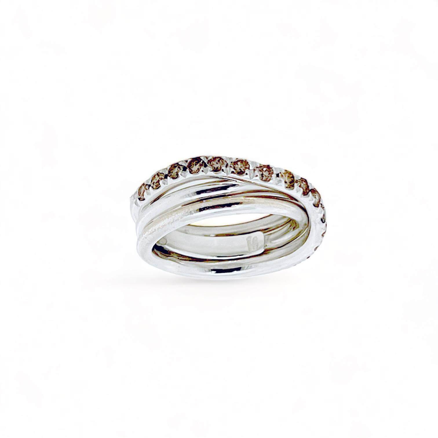 image 2 gioielleria palermo Anello Filodellavita Prezioso 3 fili e Diamanti Brown da 0.80ct art. AN322ABR