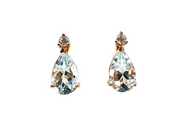 Aquamarine Earrings Gold and Diamonds GEMS Art. OR1576-2