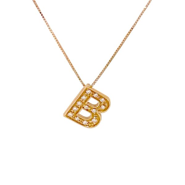 Pendente iniziale B oro rosa e diamanti art. LT-B r