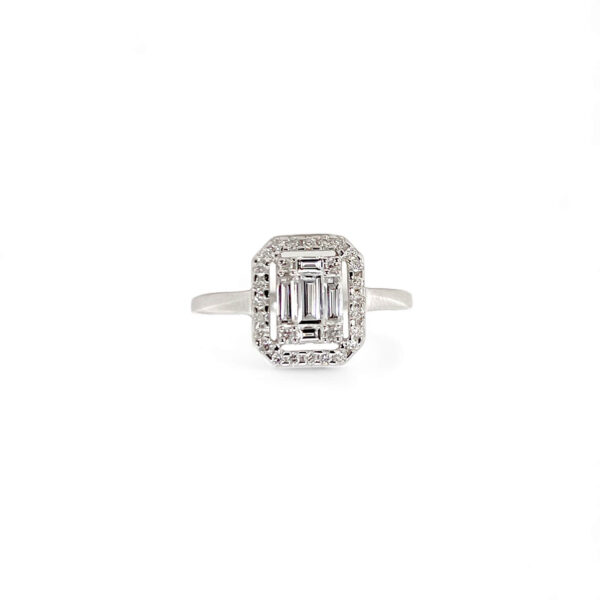 Solitaire ring with baguette diamonds art. R5087