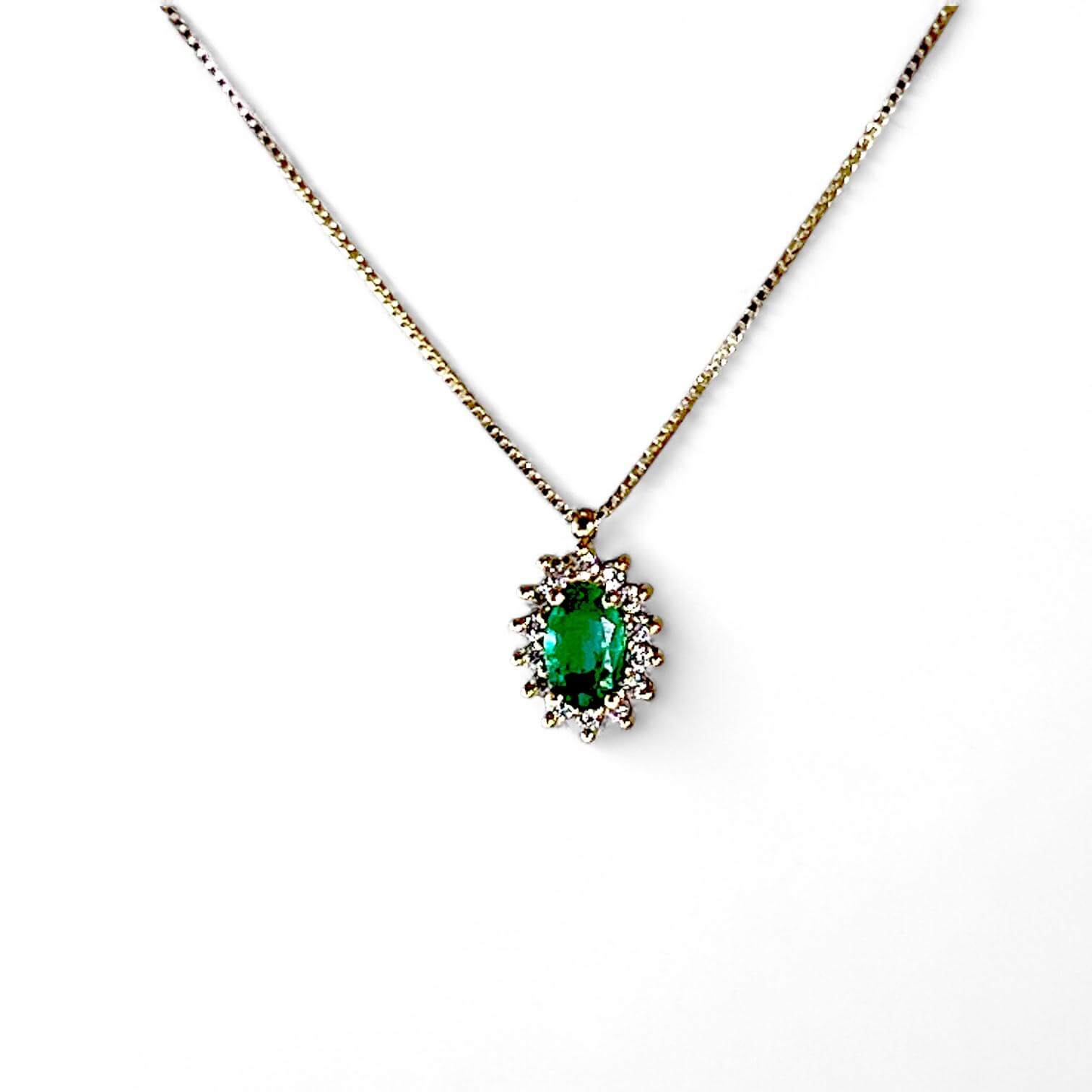 Pendente smeraldo diamanti oro bianco BON TON Art.7699/CAM