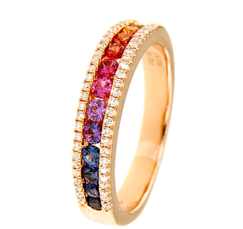 Anello Rainbow zaffiri e diamanti art. R00972RB11