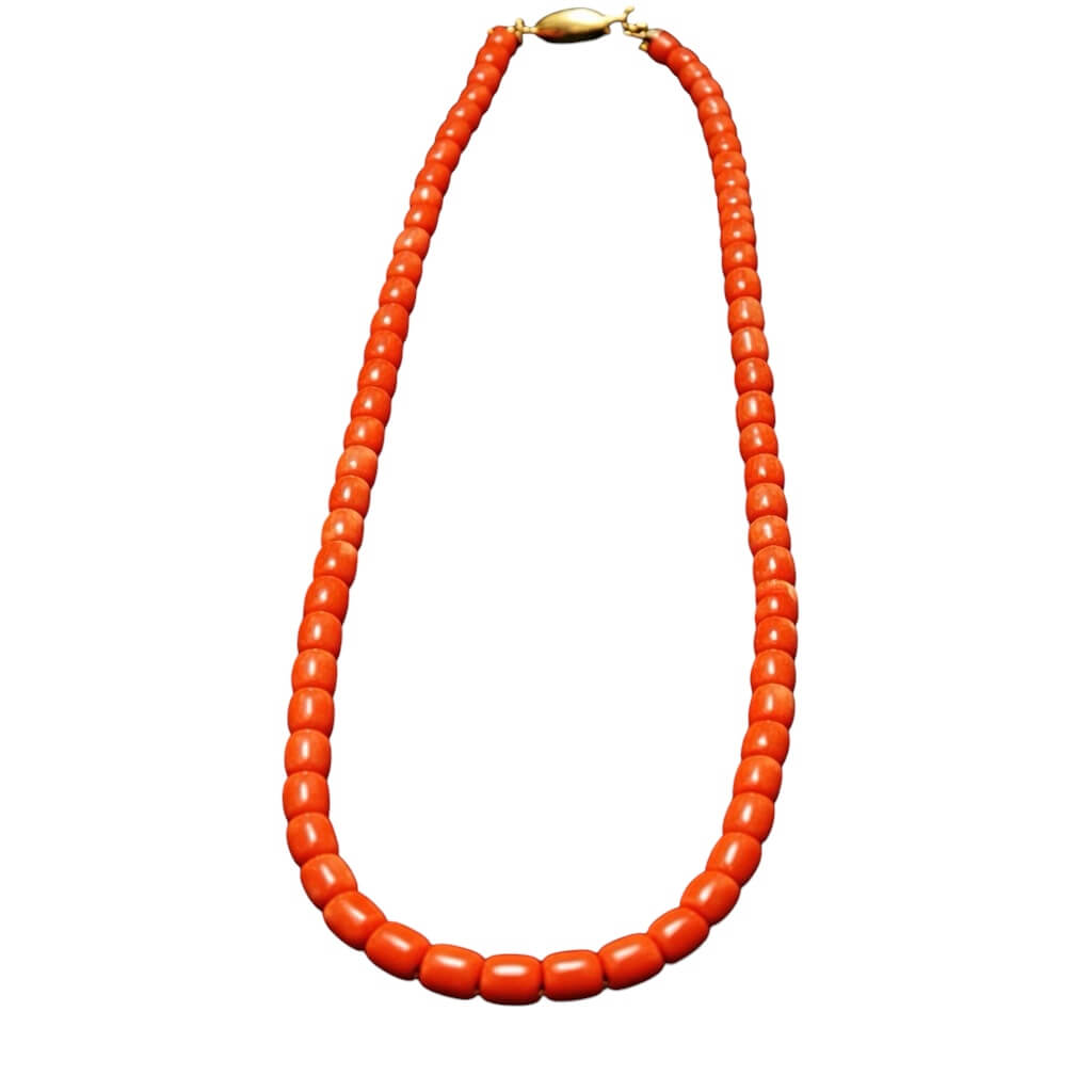 Girocollo corallo mediterraneo naturale chiusura in oro 18kt