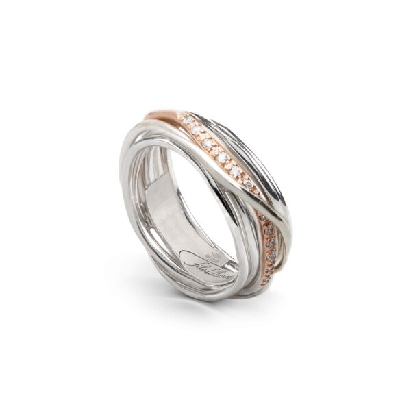 Filodellavita Classic 7 Fili in Argento 925, riviere in Oro Rosa 9kt e 16 Diamanti BROWN ART. AN327ARBT