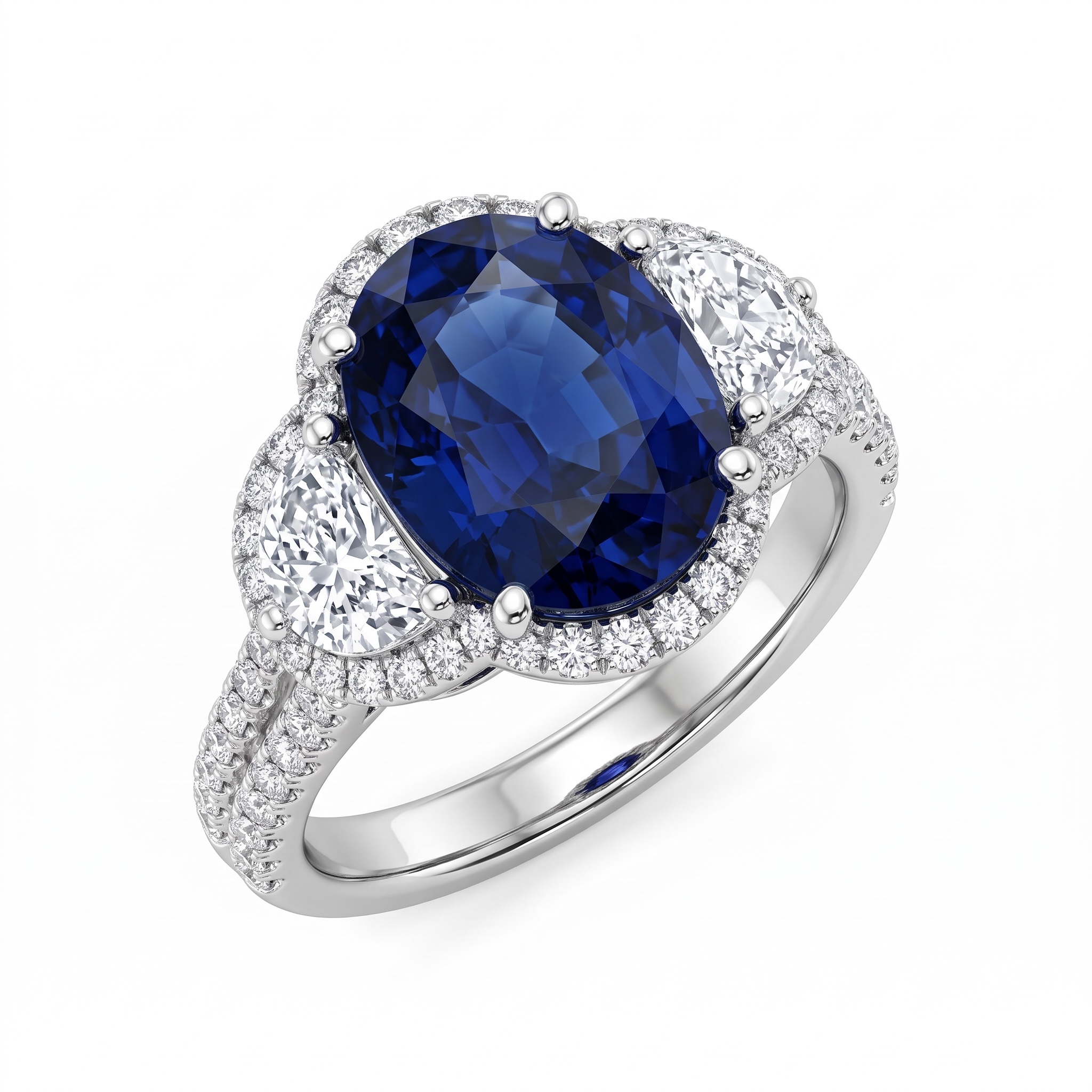 Anello zaffiro Royal blue diamanti e oro  Art.  199/24/11