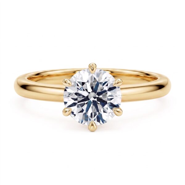 Anello solitario oro giallo  18KT diamanti IGI  Art. ANSOLR01