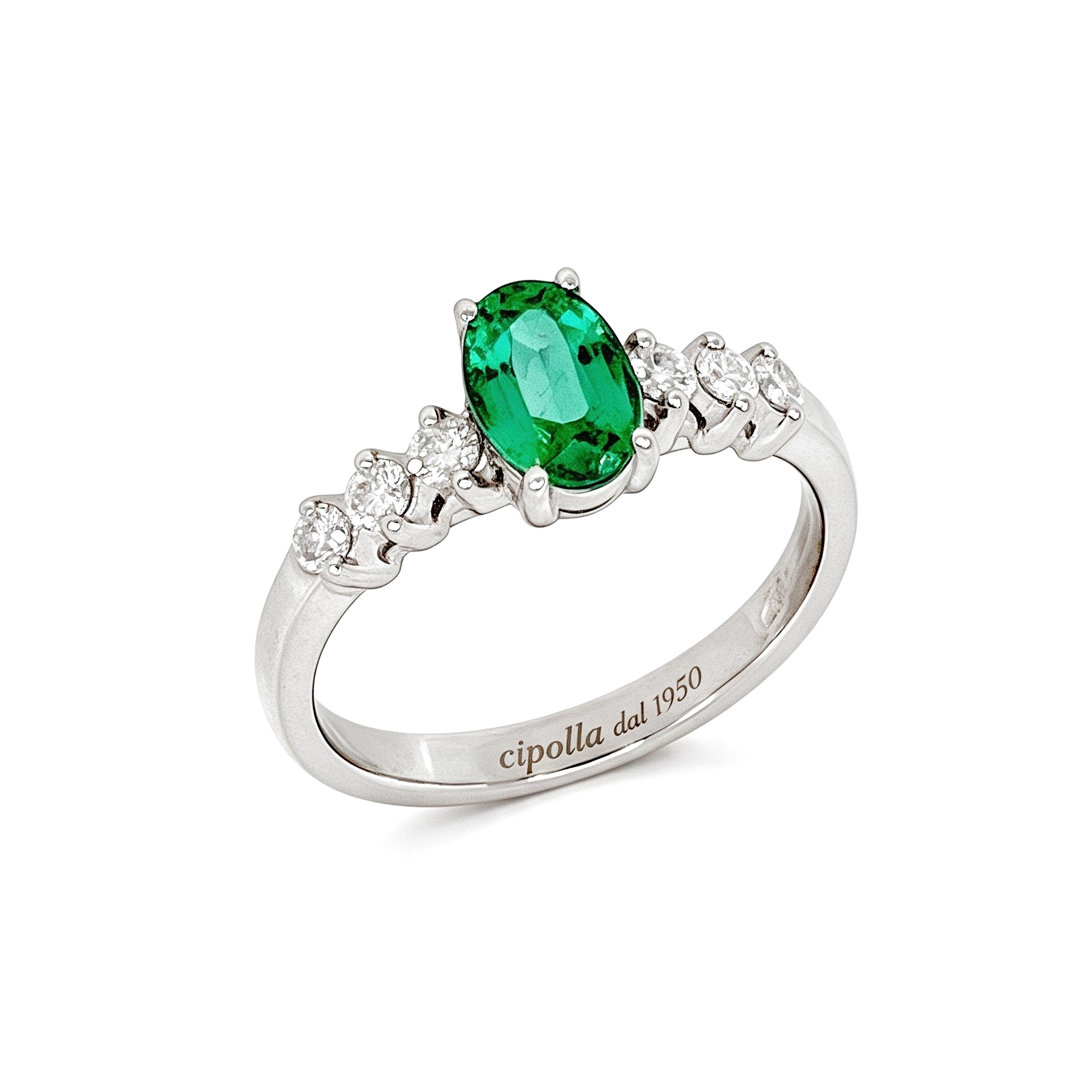 Anello smeraldo oro bianco GEMME art. AN1065