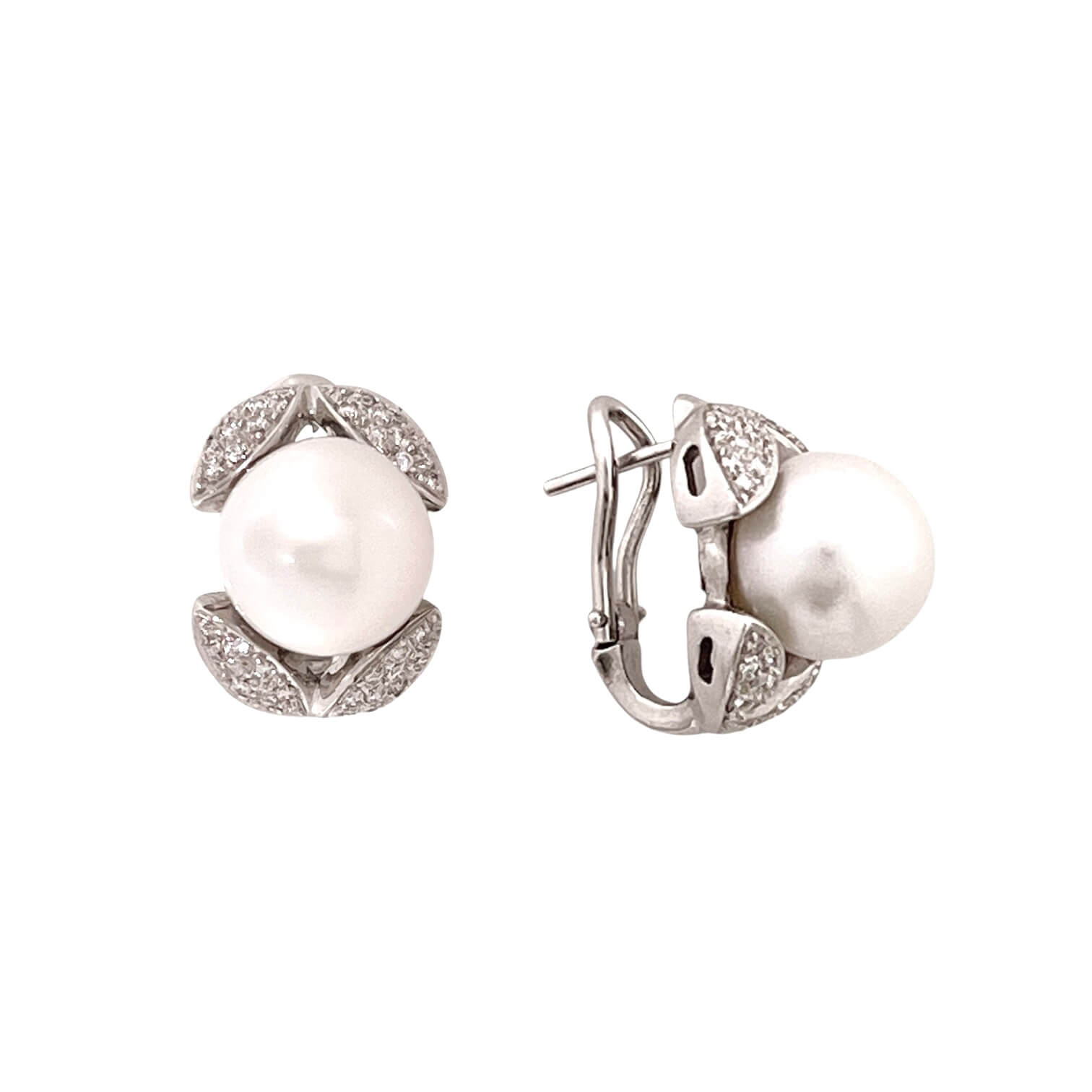 Orecchini perle Australia in oro bianco 750% e diamanti Art. ORP400