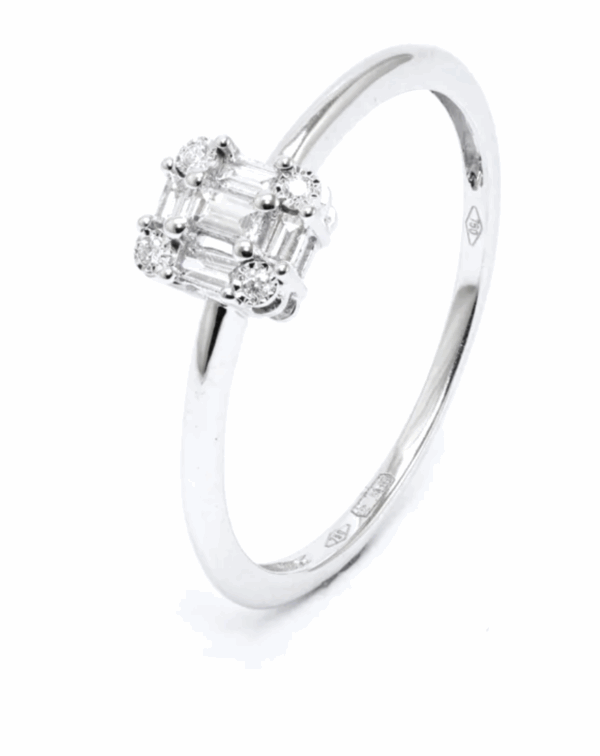 Anello  solitario con diamanti baguette art.94757