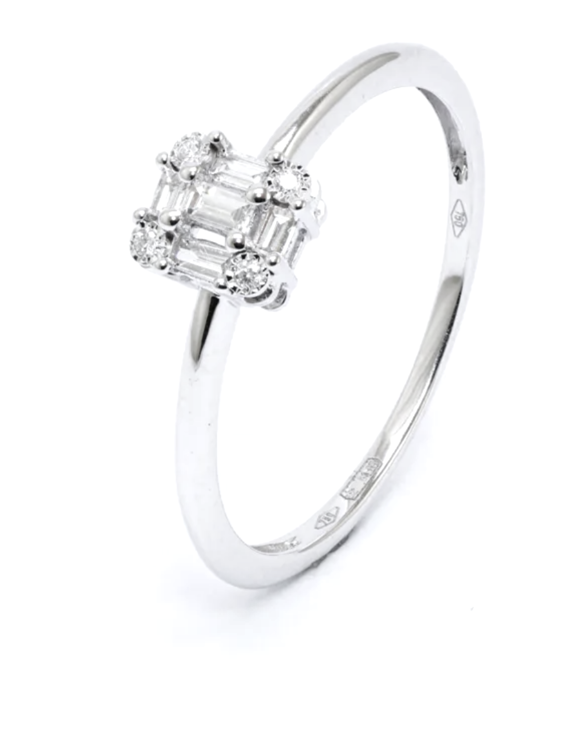 Solitaire ring with baguette diamonds art.94757