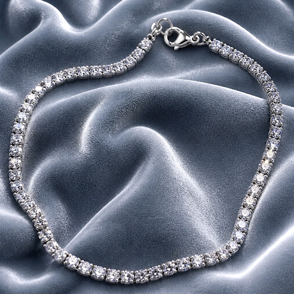 Bracciale tennis oro bianco e zirconi Art. BRZ2B
