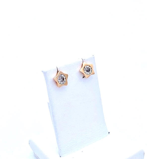 Star earrings in rose gold and diamonds Art. PDO4573F