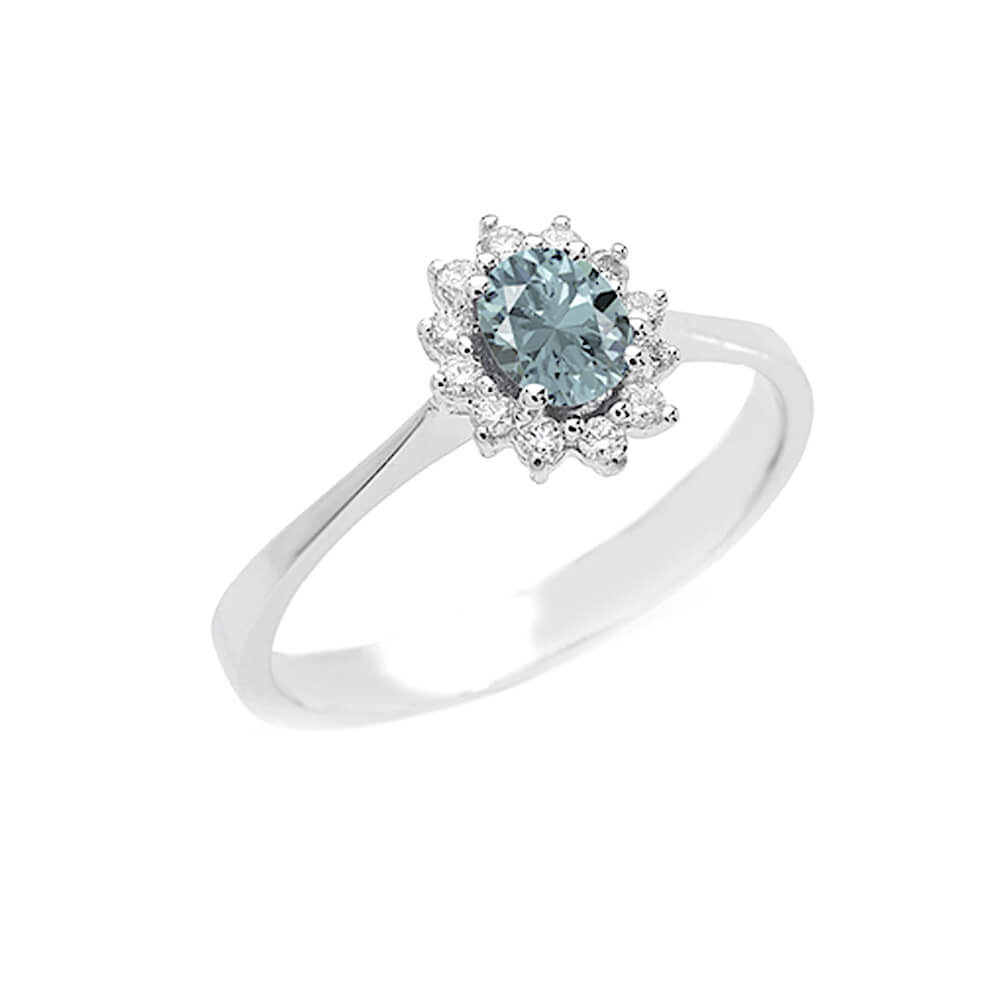 Anello acquamarina oro e diamanti  BON TON Art. AN2437