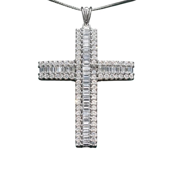 White gold cross pendant and baguette diamonds art.98693