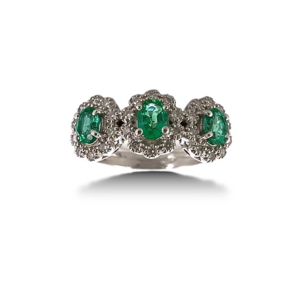Anello trilogy smeraldo e diamanti BELLE EPOQUE ART.AN2577