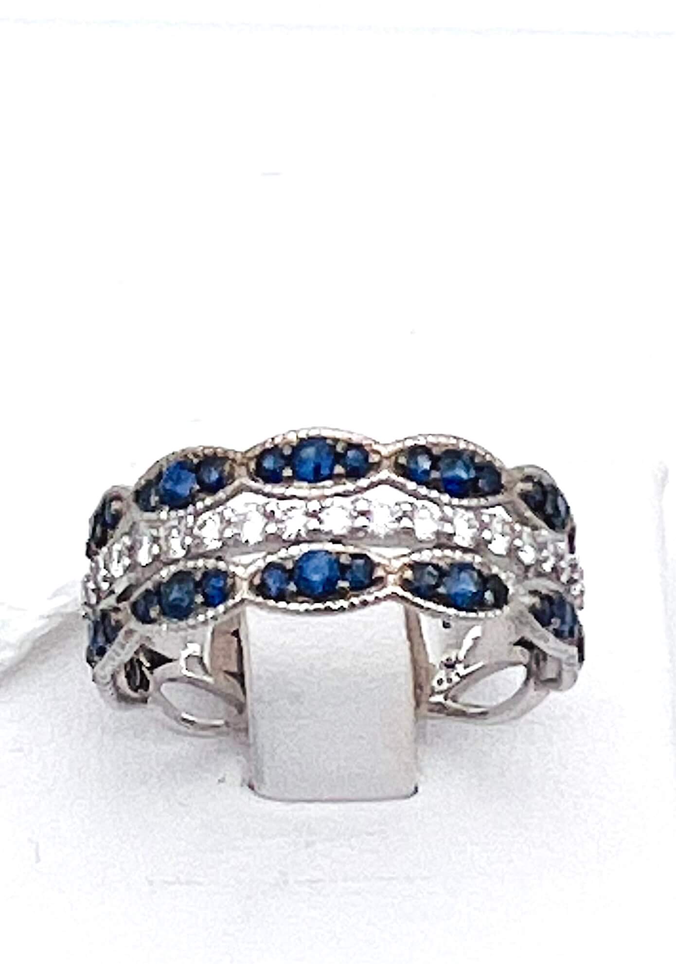 Anello fascia zaffiri diamanti oro bianco 750% art. AN2642