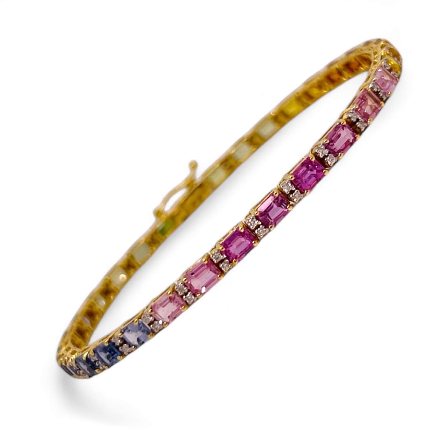 Bracciale tennis Rainbow con zaffiri multicolor e diamanti ART. 132589