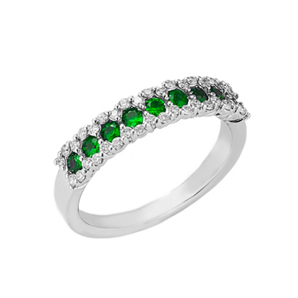 Anello veretta  di smeraldi e diamanti art. AN-2661-SM