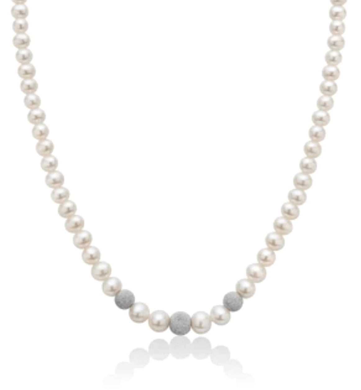 Round neck thread of pearls and boules in white gold 750% Art. GRP7,5-83P