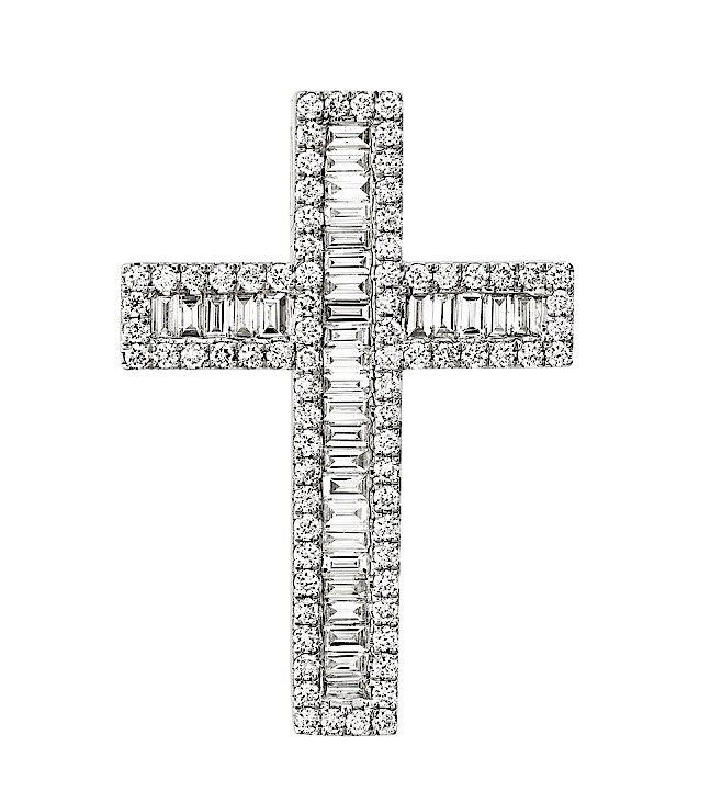 Pendant white gold cross and baguette diamonds art. 37574PW Pendant white gold cross and baguette diamonds art. 37574PW