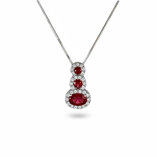 GIROCOLLO PENDENTE RUBINO DIAMANTI ORO 18KT CIPOLLA DAL 1950 GIOIELLIERI PALERMO gioielleria palermo BELLE EPOQUE white gold and diamond ruby pendant Art.CD433-1