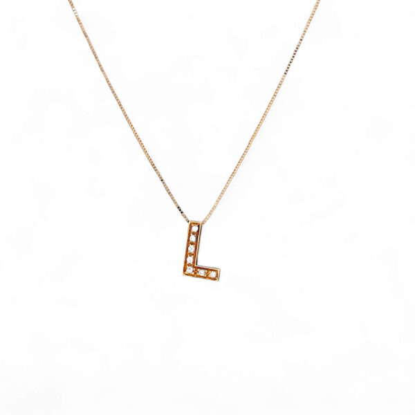 Pendente iniziale L oro rosa e diamanti art. LT-Lr