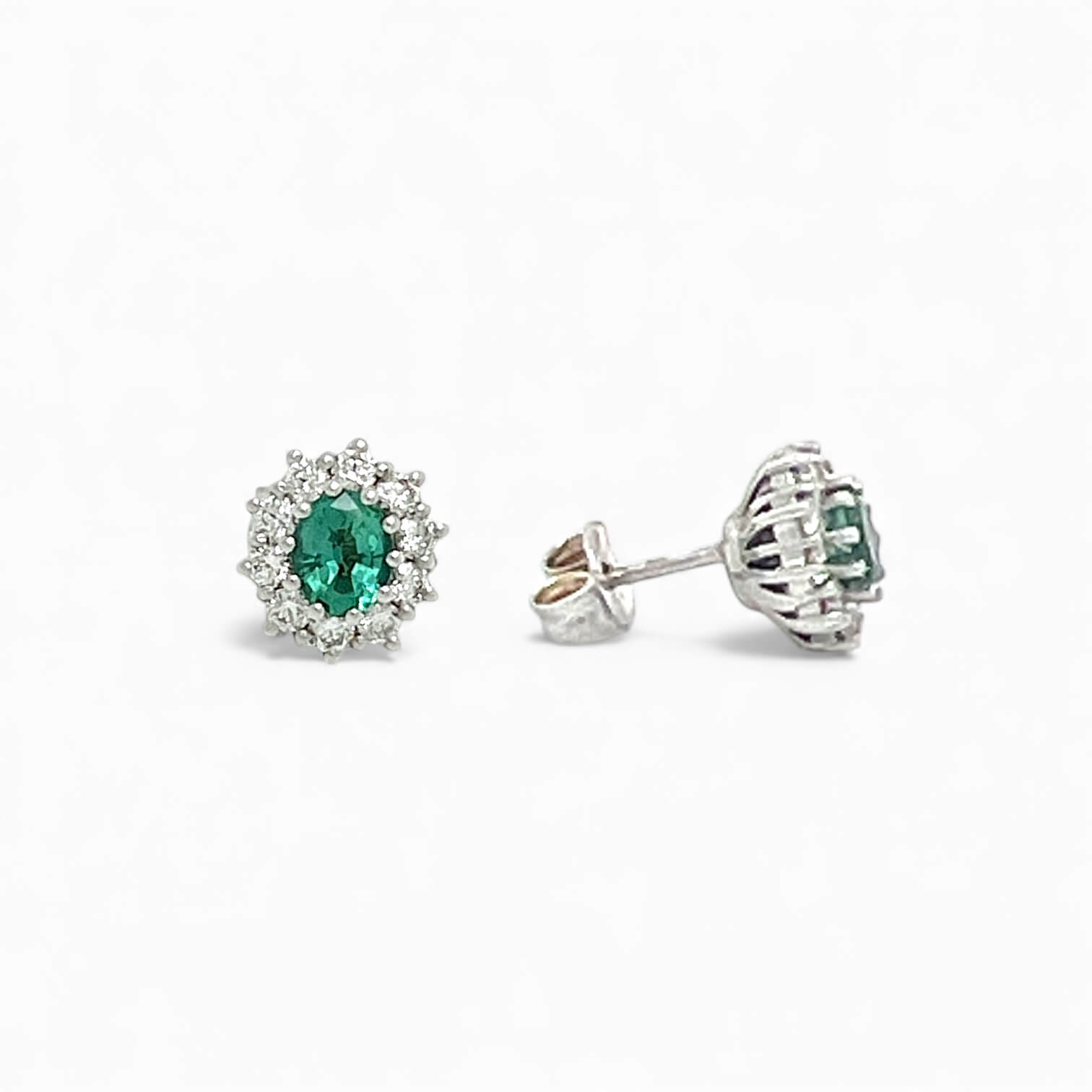 Orecchini smeraldi oro bianco e diamanti BON TON art. OR880