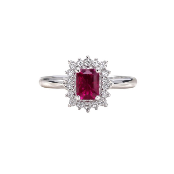 Anello oro bianco rubino e diamanti  BON TON Art. AN2787