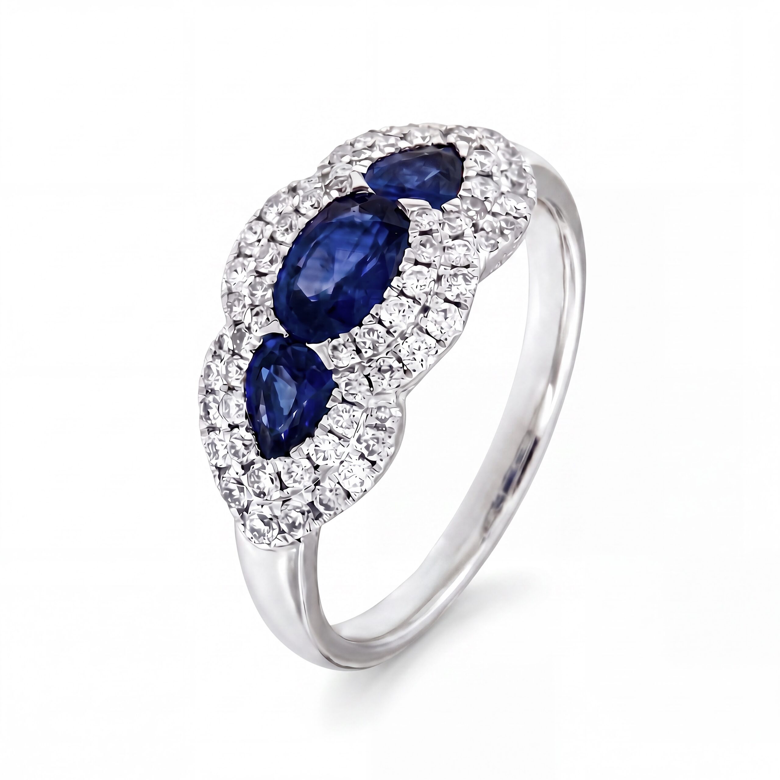 Anello zaffiri e diamanti in oro art. RFA5957BS-01