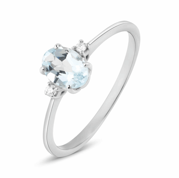 Anello acquamarina diamanti oro bianco BON TON Art. AN2967-1