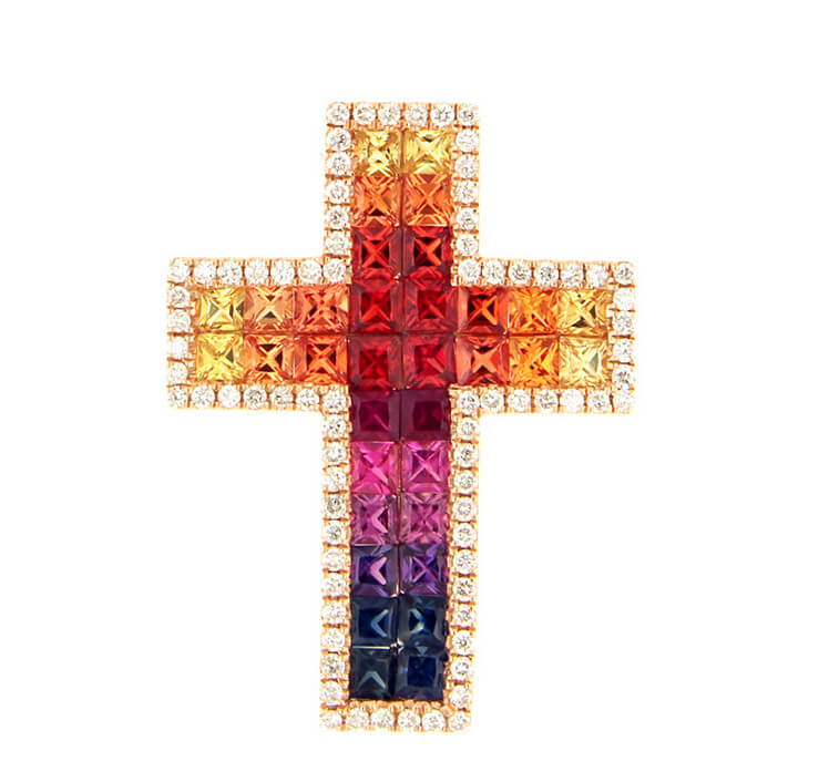 Pendente croce oro bianco 750% BELLE EPOQUE ART. P00855RB11