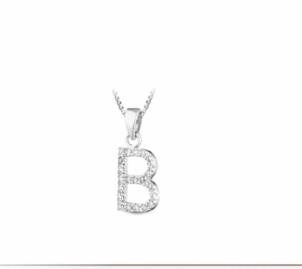 Pendente iniziale B oro bianco e diamanti art. LETT-B