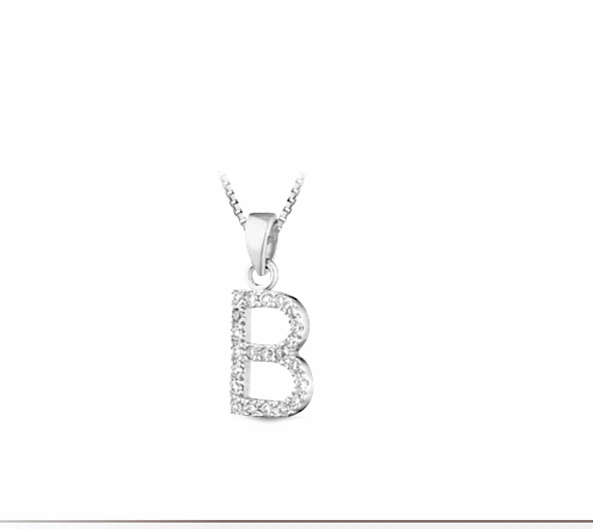 Pendente iniziale B oro bianco e diamanti art. LETT-B