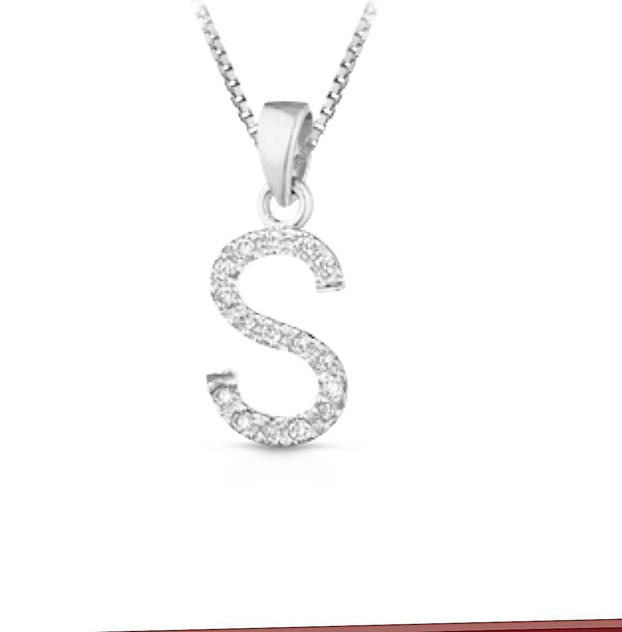 Pendente iniziale S oro bianco e diamanti art. LETT-S