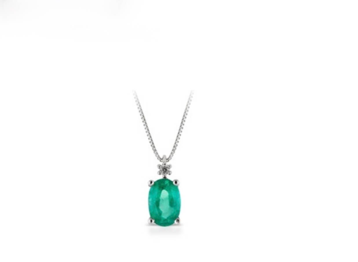 Girocollo con diamanti e smeraldo GEMME  Art.CD6G/2S