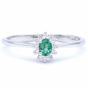 Anello smeraldo e diamanti oro bianco  BON TON  art. AN2366