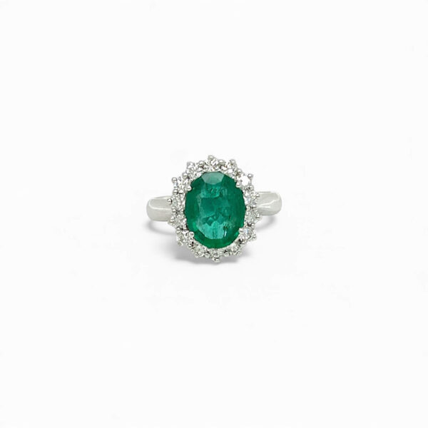 Anello smeraldo e diamanti oro bianco 750% art.AN2602