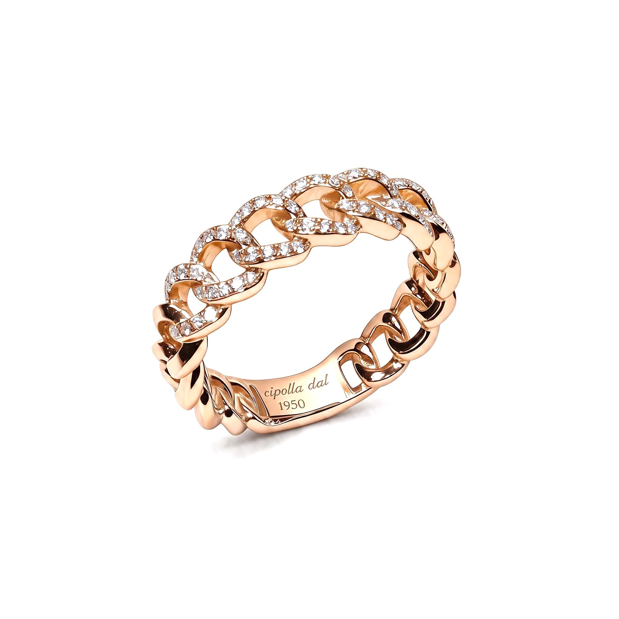 Rose gold chain knit diamond ring Art. 104XA00442QQGD PINK