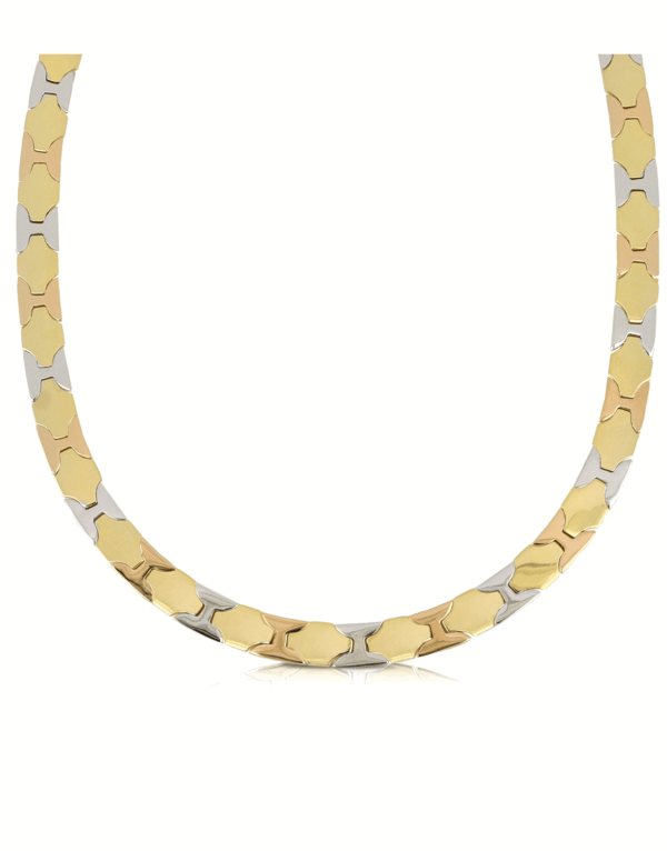 Men's round necklace yellow gold,white,pink 750% GR. 45,30 ART. CUOC01