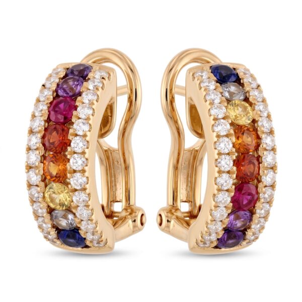 orecchini oro rainbow zaffiri naturali palermo gioielli ardigianali cipolla dal 1950 gioiellieri gioielleria palermo Orecchini veretta oro zaffiri e diamanti Rainbow art.IME1281RW