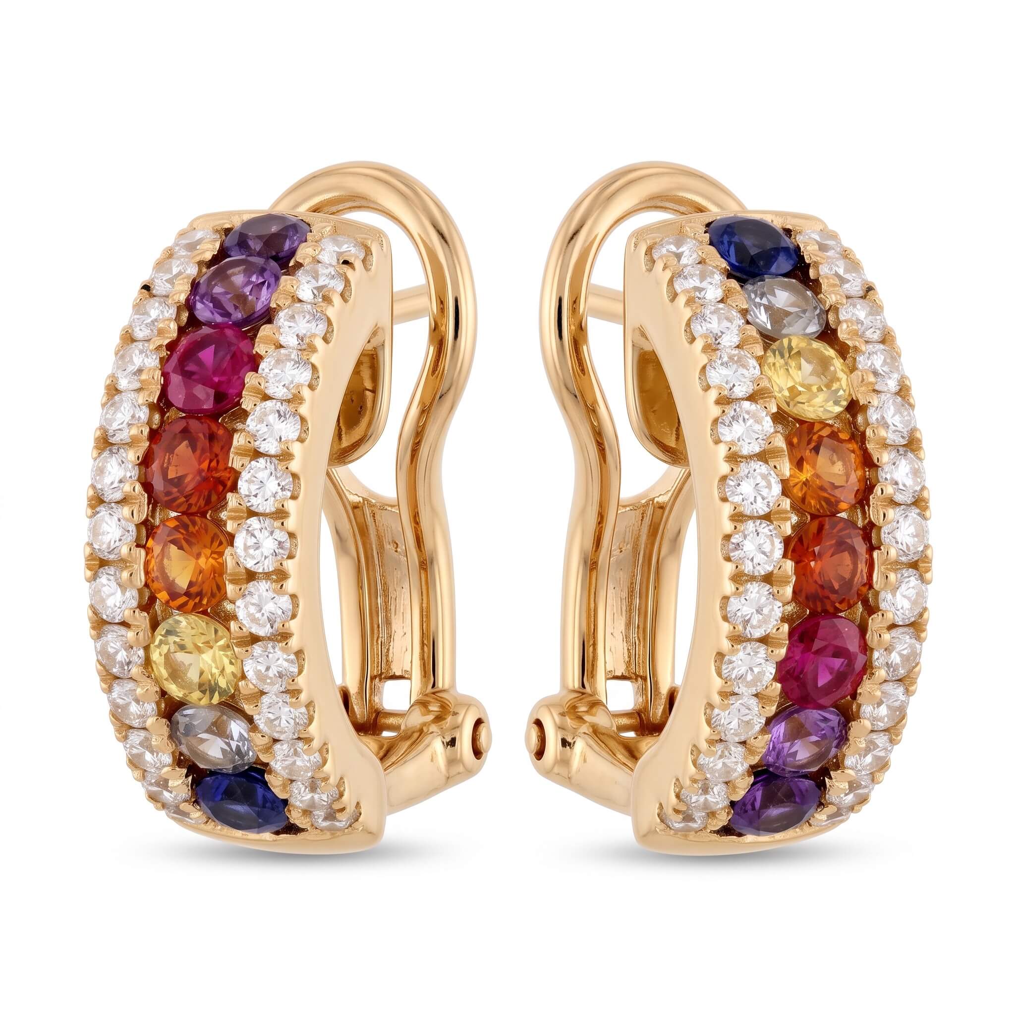 Orecchini veretta oro zaffiri e diamanti Rainbow art.IME1281RW