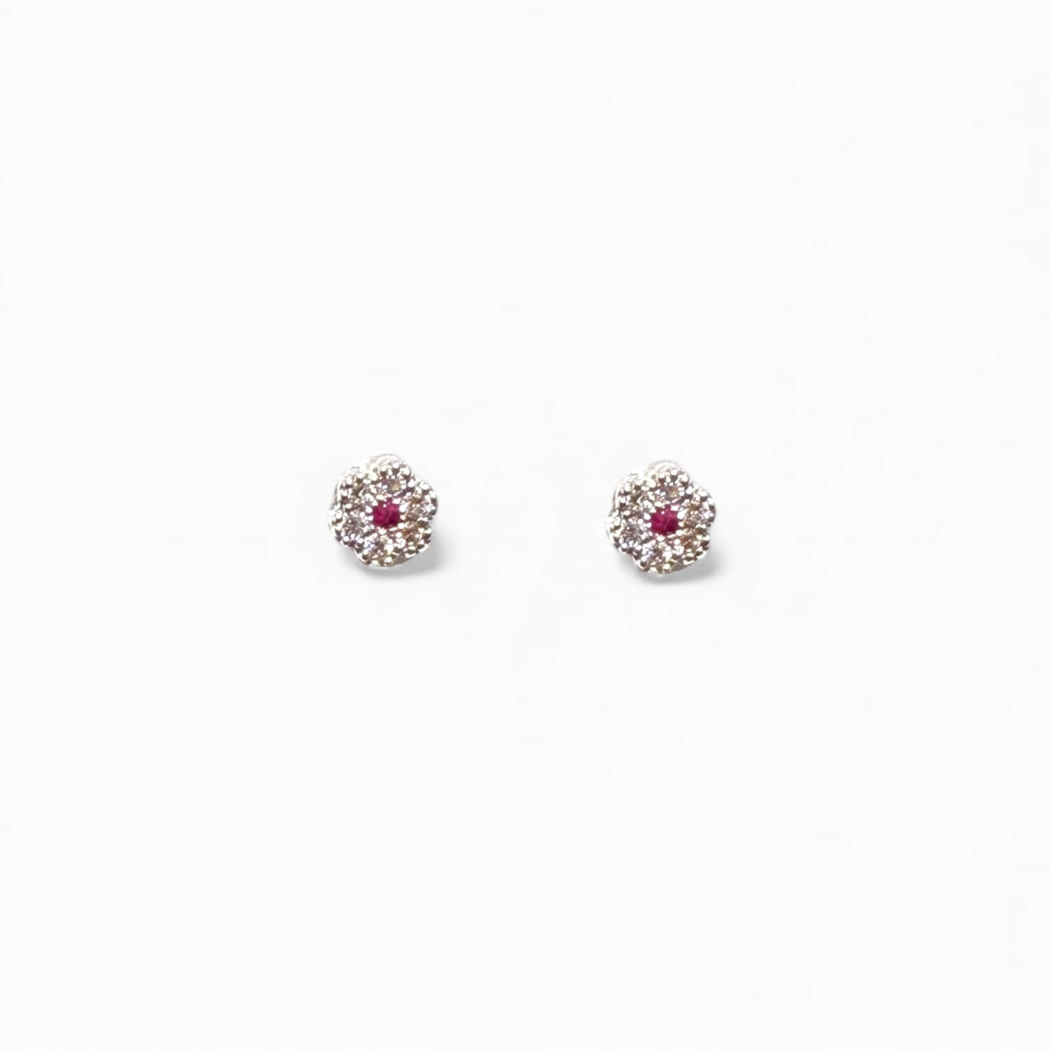 Orecchini con rubini e diamanti oro bianco FIORE Art.OR1216