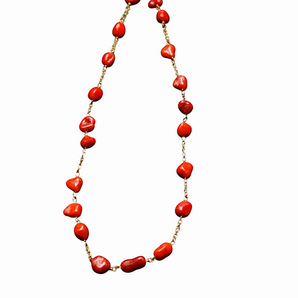 Mediterranean Red Coral and Gold Crew Neck Art. GIRCORAL