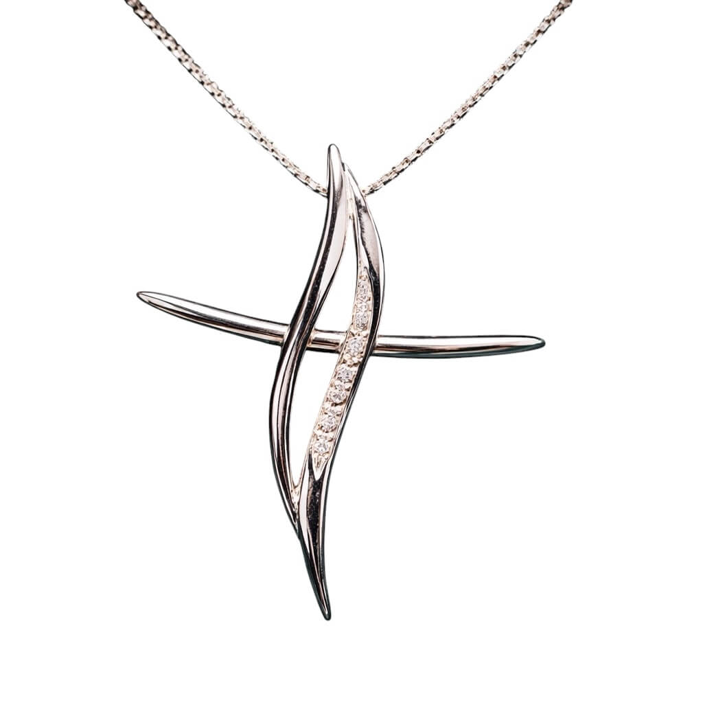 Pendente croce oro bianco diamanti  DESIDERIO Art. CCSDD1